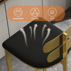 Set of four modern black PU leather counter stools with backrest for kitchen or breakfast bar