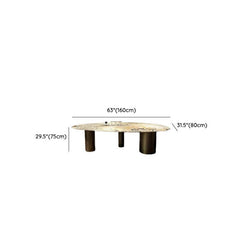 Elegant Oval Marble Top Dining Table for 6-8, Multicolor Finish Dining Tables