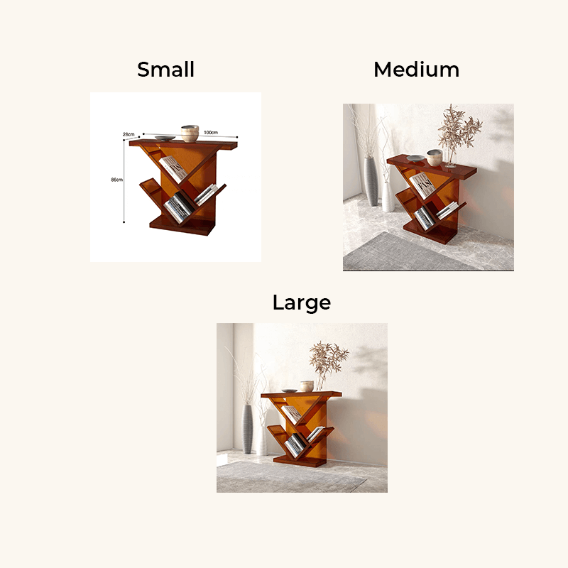 Acrylic Amber Console Table With Book Organizer