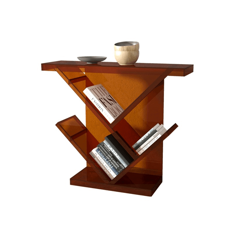 Acrylic Amber Console Table With Book Organizer