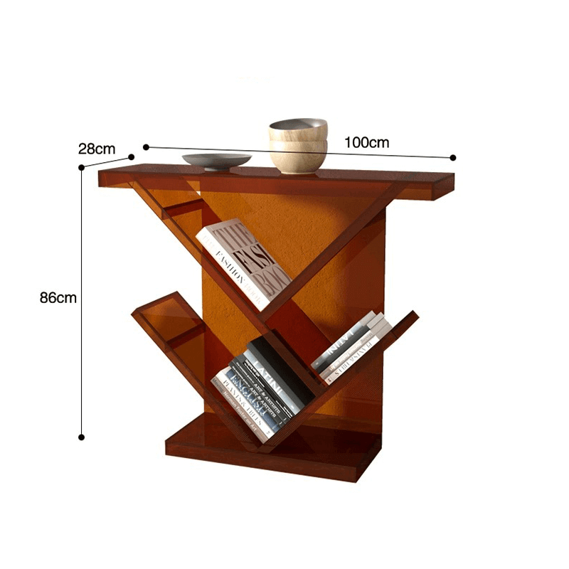 Acrylic Amber Console Table With Book Organizer