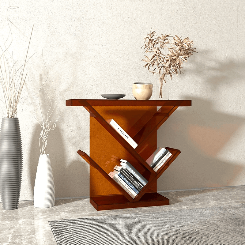 Acrylic Amber Console Table With Book Organizer Main Product Image Hauptbild