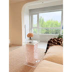 Acrylic Side Table with Marble Inset, Rolling Display Storage Accent