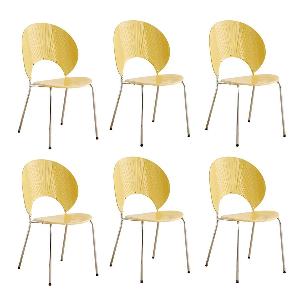 Scandinavian style stackable armless side chair made of plastic and acrylic for dining