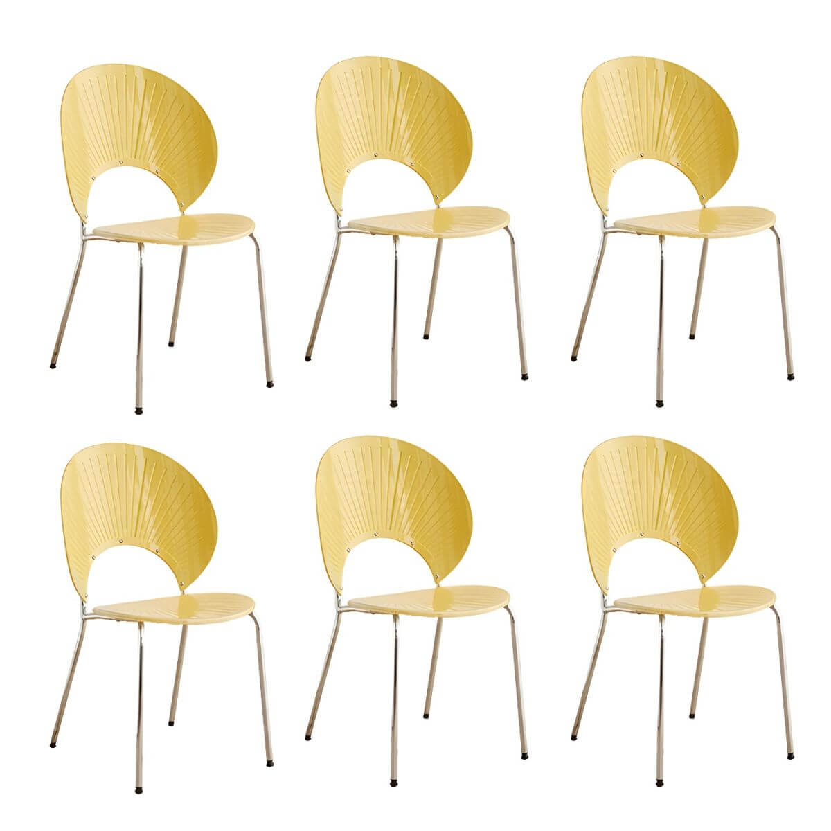 Scandinavian style stackable armless side chair made of plastic and acrylic for dining