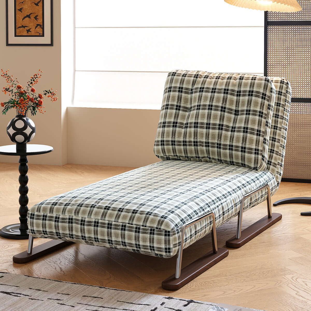 Cocochairs Checkered Sleeper Sofa – 4-in-1 Convertible Folding Chair Bed for Small Spaces