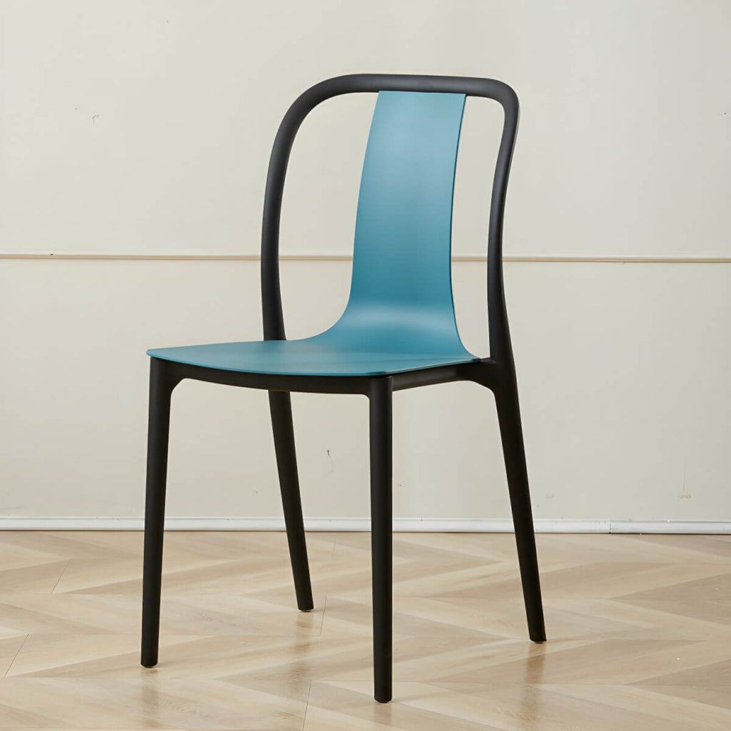 Low-back plastic and acrylic side chair with modern style for kitchen and dining areas