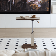 Versatile Movable End Table in Classic Beige Saddle Leather for Cozy Spaces