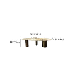 Elegant Oval Marble Top Dining Table for 6-8, Multicolor Finish Dining Tables