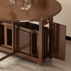 Smooth Surface Solid Wood Folding Dining Set with Easy Mobility and Stability