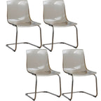Scandinavian style plastic and acrylic dining side chair with silver legs, non-upholstered design