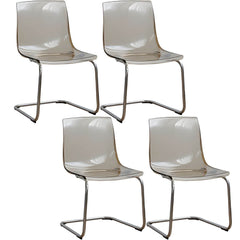 Scandinavian Style Plastic & Acrylic Side Chair Silver Legs Non-Upholstered Chair Dining Chairs