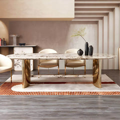 Traditional Luxury Dining Table Marble Oval Dining Table for Home Dining Tables