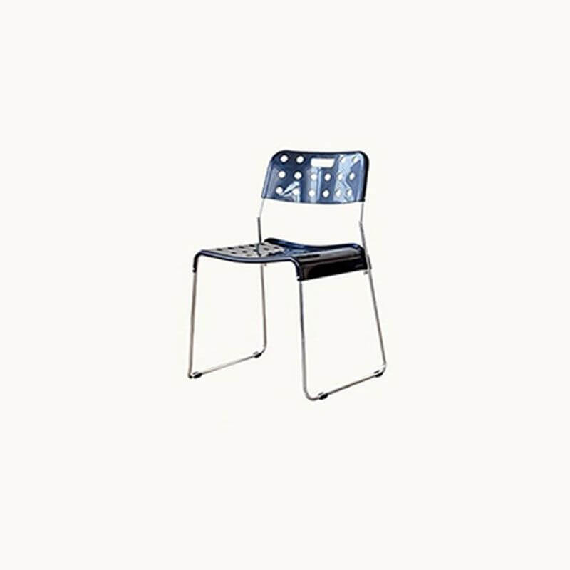 Stackable plastic and acrylic side chair for modern garden and dining use