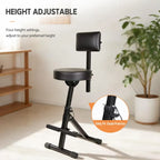 Adjustable Black Guitar Chair with Backrest, Hook and Footrest Stand