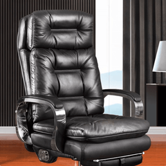 Executive Black Leather Office Chair with Adjustable High Back and Comfortable Arms