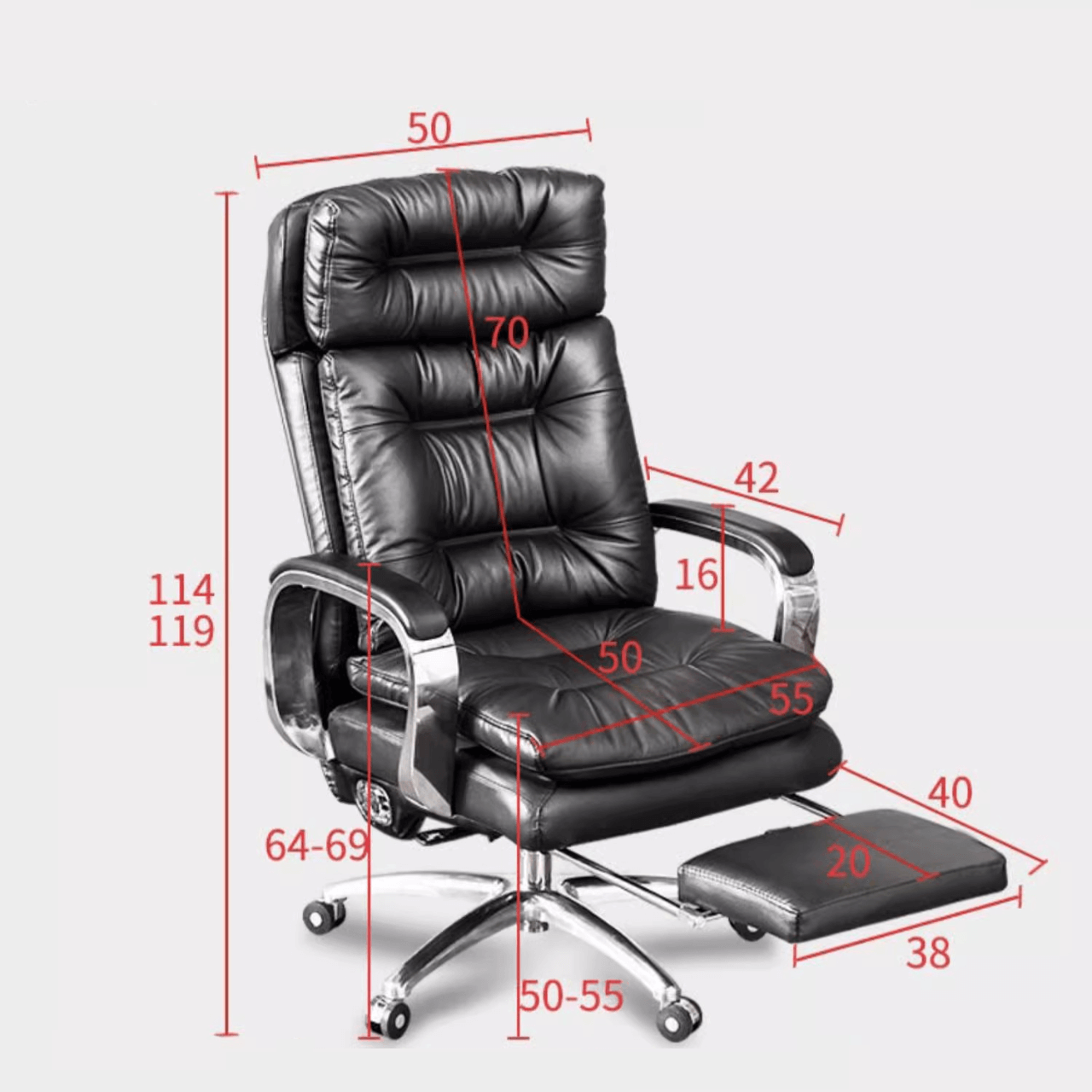 Black Leather Office Chair with Adjustable Height and High Back