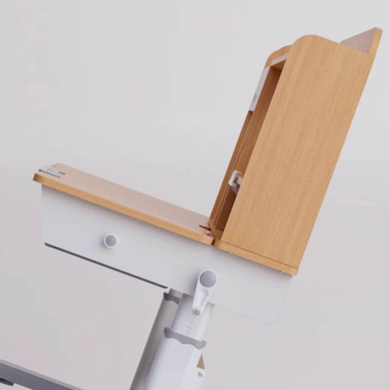 Adjustable Blue and Pink Kids Desk and Chair Set with Natural Wood Finish