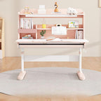 Adjustable Blue Wood Desk with Shelves for Kids Learning Spaces