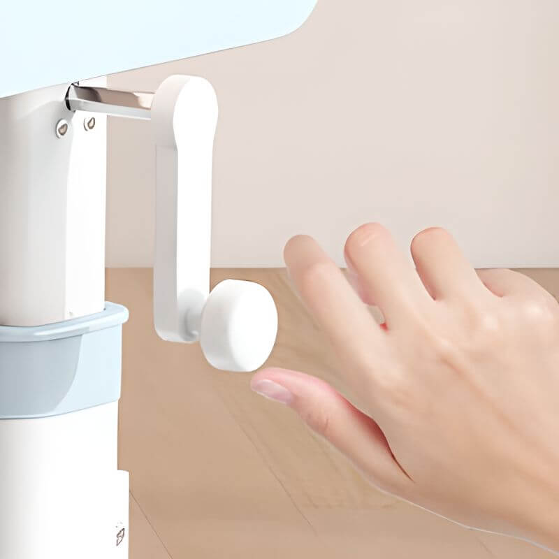 Adjustable Blue Wood Desk with Shelves for Kids Learning Spaces