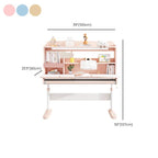 Adjustable Blue Wood Desk with Shelves for Kids Learning Spaces Dimensions