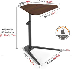 Adjustable C-Shaped Laptop Table With Rubber Wood Top