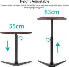 Adjustable C-Shaped Laptop Table With Rubber Wood Top