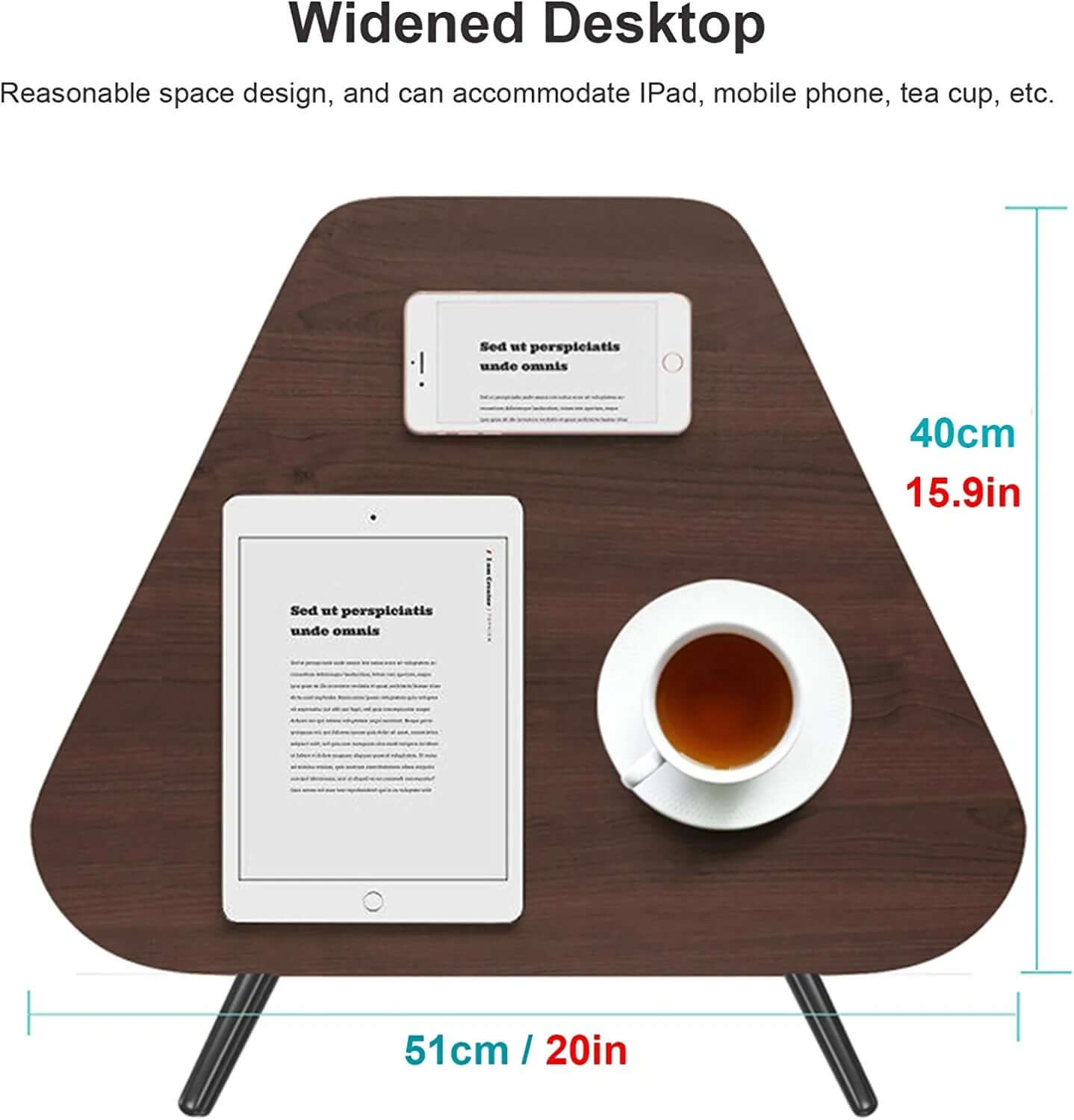 Adjustable C-Shaped Laptop Table With Rubber Wood Top