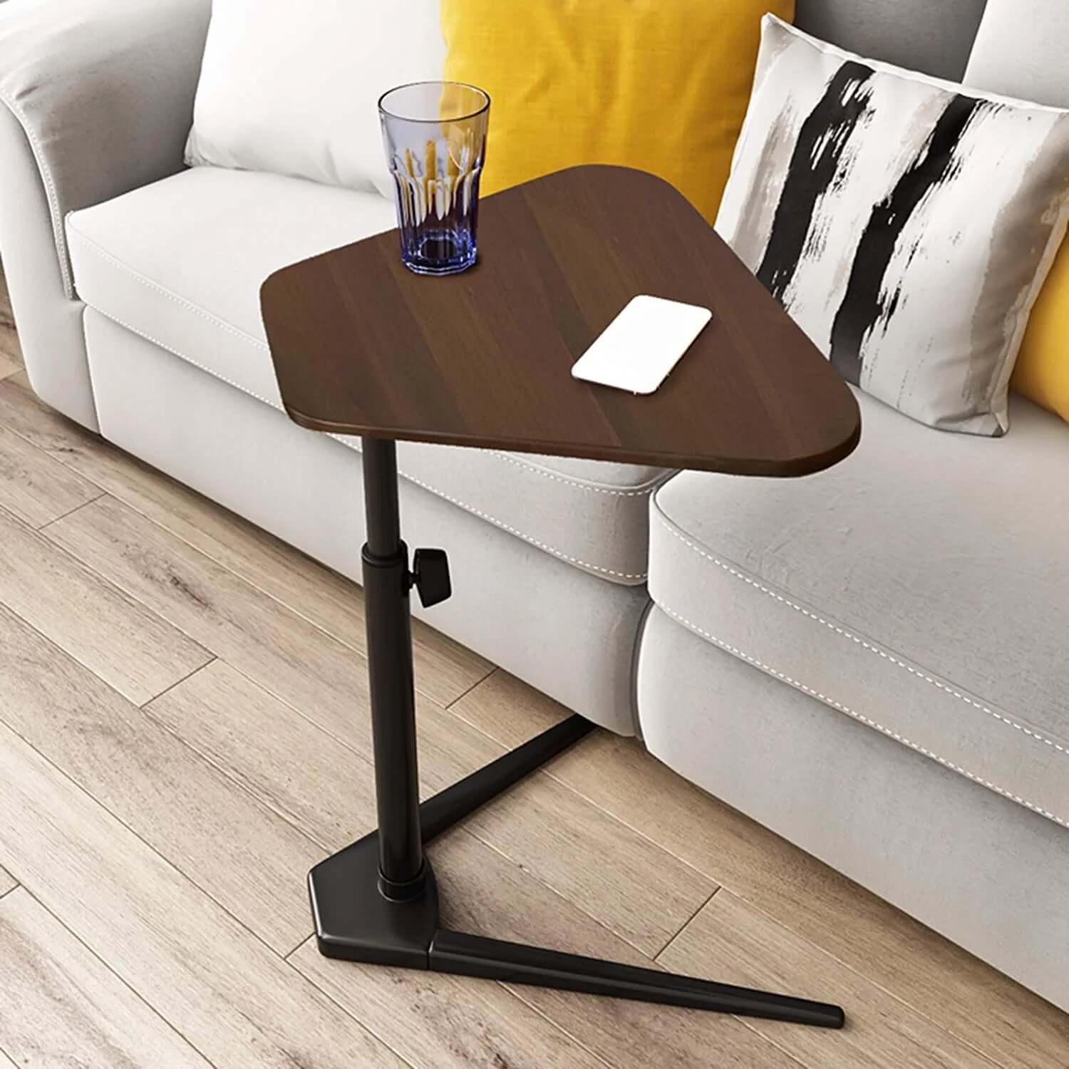Adjustable C-Shaped Laptop Table With Rubber Wood Top Main Product Image