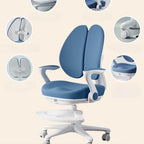 Adjustable Ergonomic Kids Chair With Arms - Blue Plastic