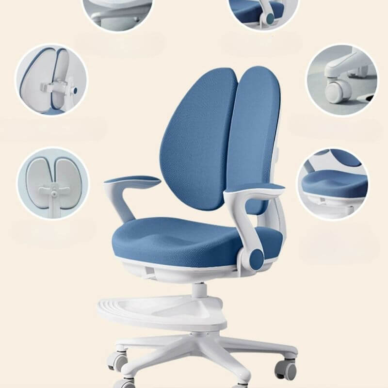 Adjustable Ergonomic Kids Chair With Arms - Blue Plastic