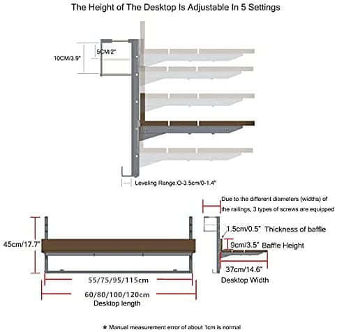 Adjustable Hanging Balcony Table - Technical Wood