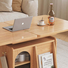 Adjustable Height Coffee Table With Storage, Natural
