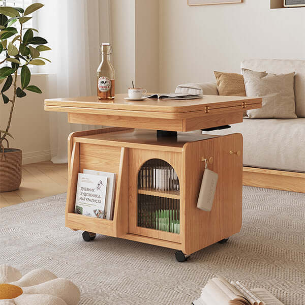 Adjustable Height Coffee Table With Storage, Natural Hauptbild