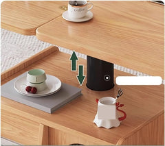 Adjustable Height Coffee Table With Storage, Natural