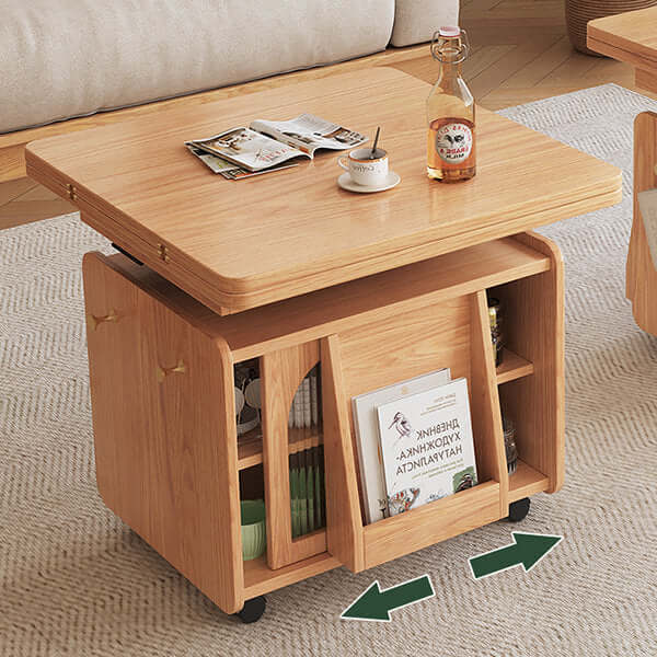 Adjustable Height Coffee Table With Storage, Natural