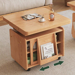 Adjustable Height Coffee Table With Storage, Natural