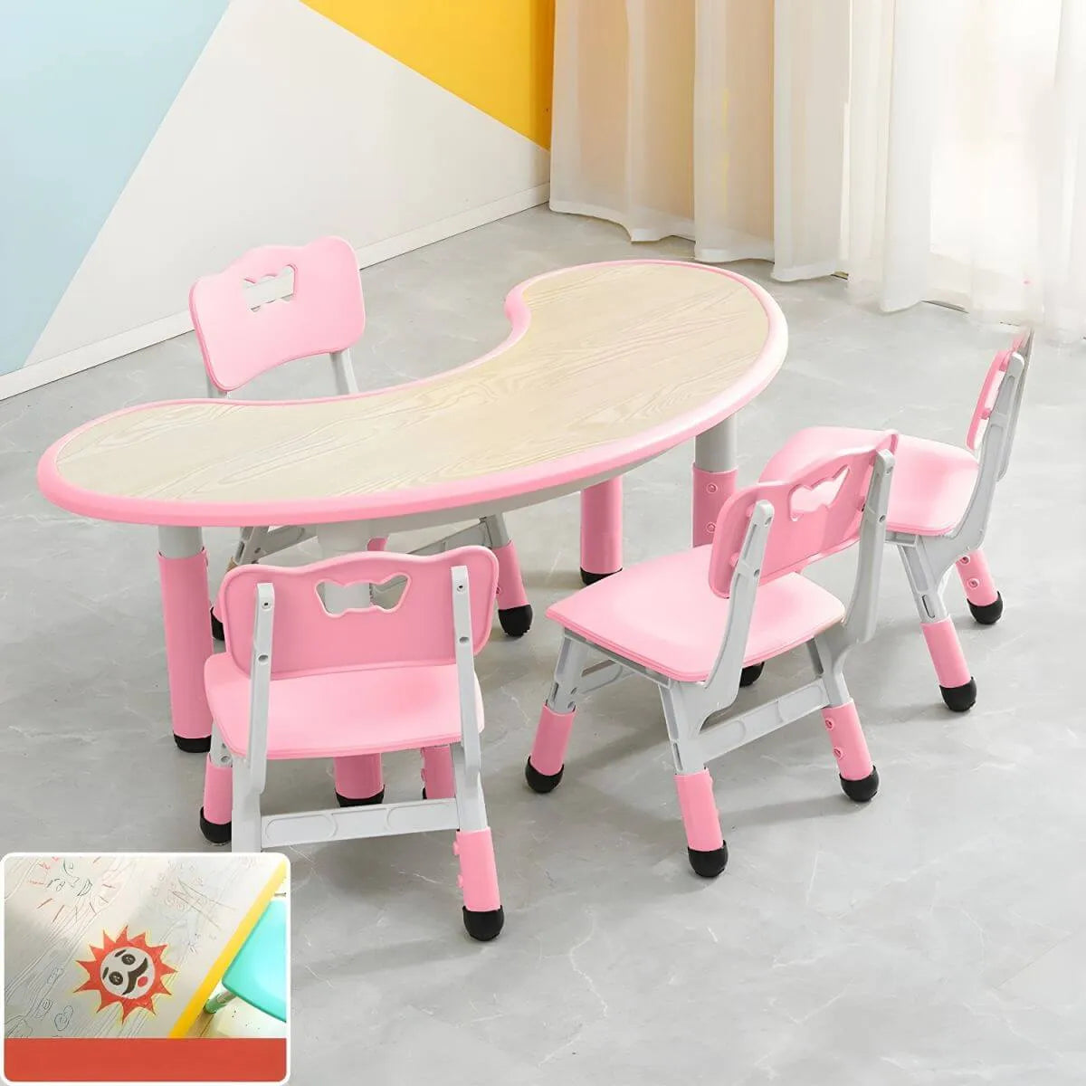 Adjustable Height Kids Writing Desk with Natural Wood Top