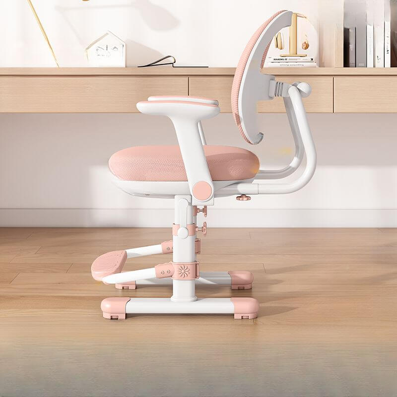 Adjustable Height Upholstered Kids Chair with Armrests in Pink