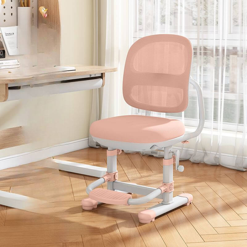 Adjustable Height Upholstered Kids Chair with Armrests in Pink