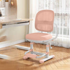 Adjustable Height Upholstered Kids Chair with Armrests in Pink