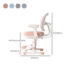 Adjustable Height Upholstered Kids Chair with Armrests in Pink Dimensions