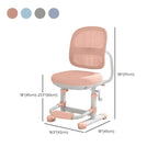 Adjustable Height Upholstered Kids Chair with Armrests in Pink Dimensions