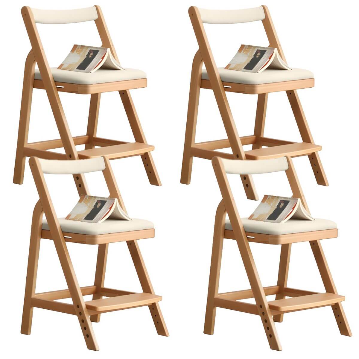 Adjustable Height White Wood Chair for Kids' Playroom & Study