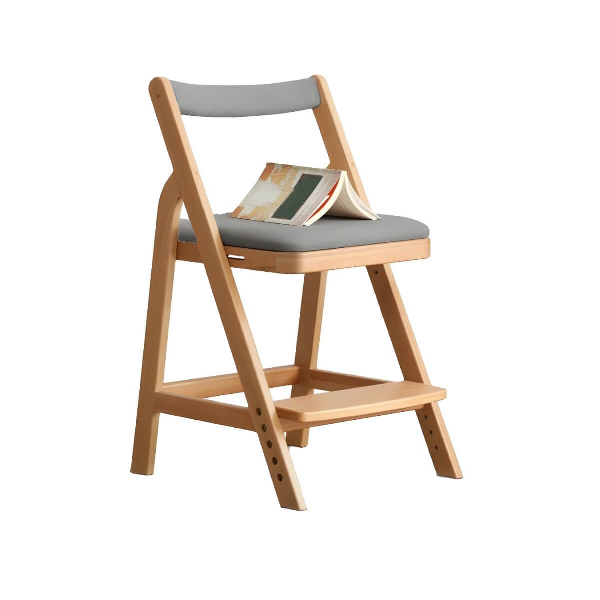 Adjustable Height White Wood Chair for Kids' Playroom & Study