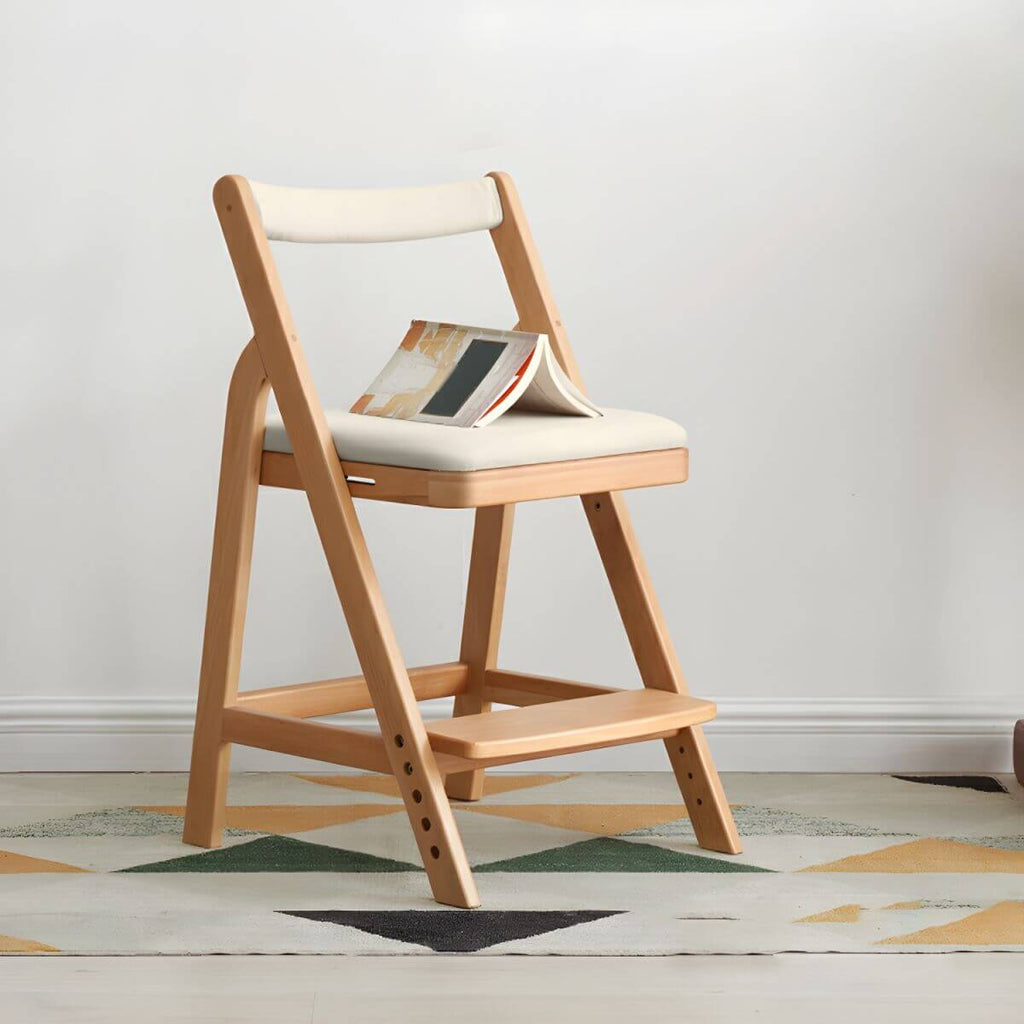 Adjustable Height White Wood Chair for Kids' Playroom & Study