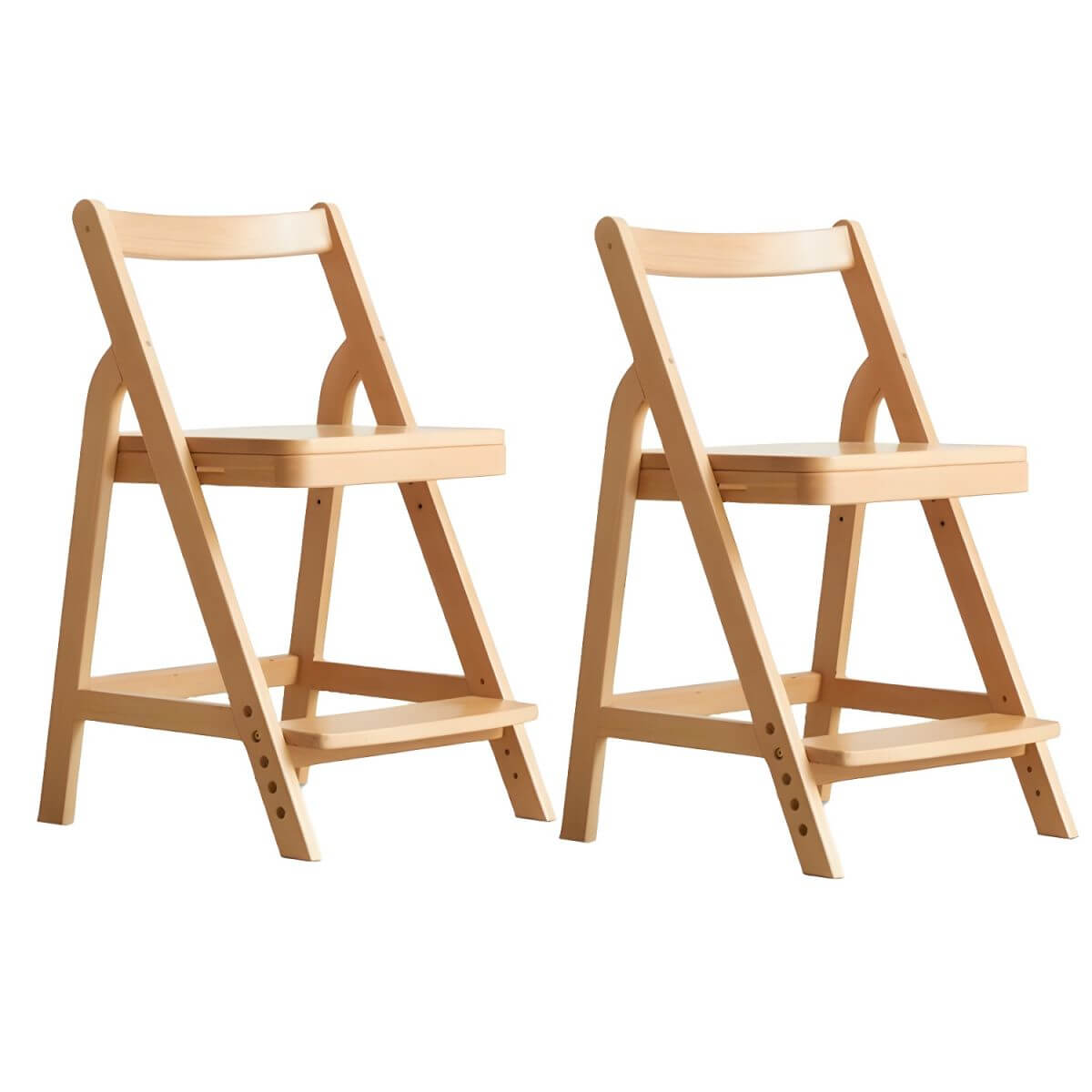 Adjustable Height White Wood Chair for Kids' Playroom & Study