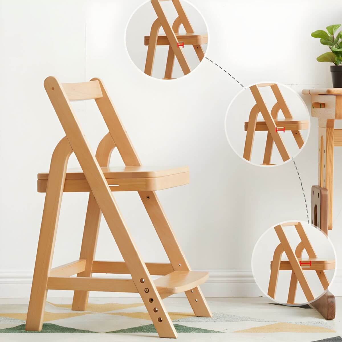 Adjustable Height White Wood Chair for Kids' Playroom & Study Secondary image