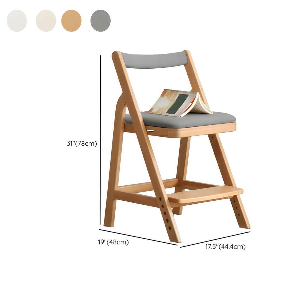 Adjustable Height White Wood Chair for Kids' Playroom & Study Dimensions