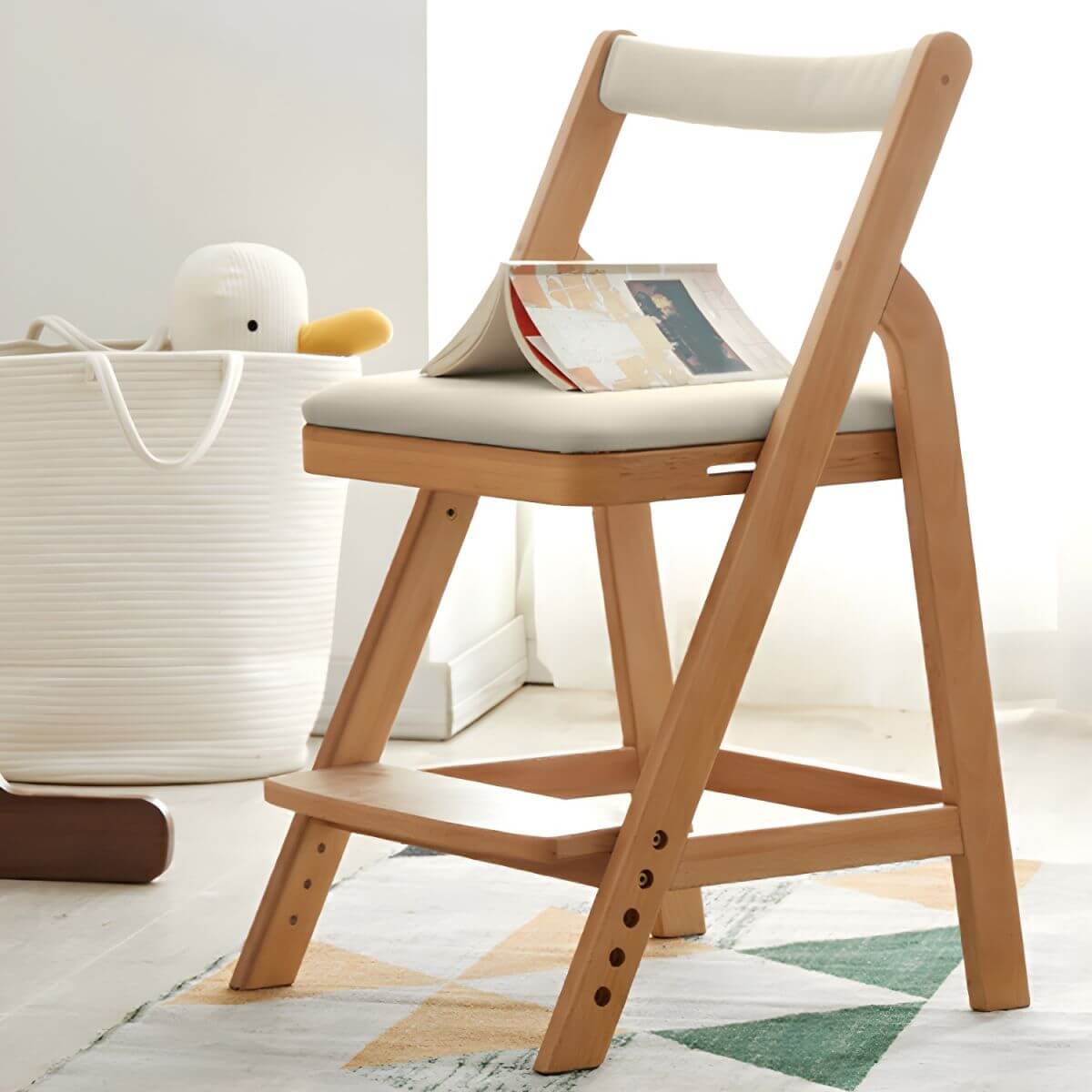 Adjustable Height White Wood Chair for Kids' Playroom & Study Main Product Image Main image